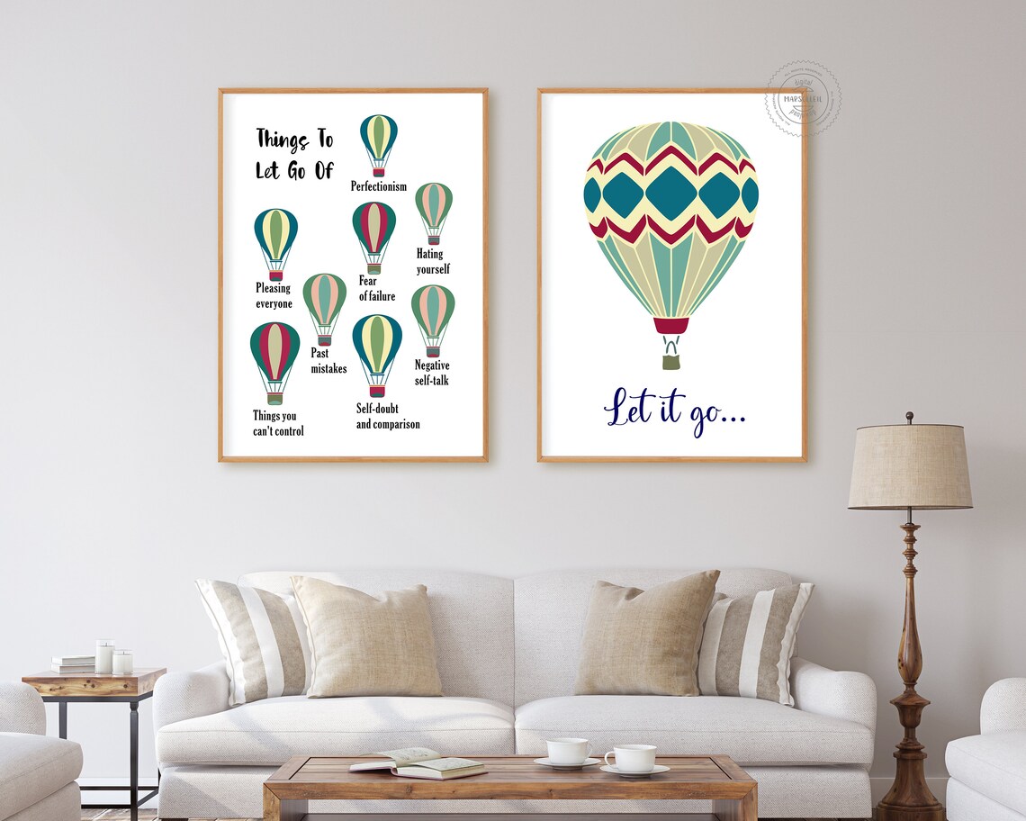 Things to Let Go Of Hot Air Balloon Art Two Print Counseling Gift Set - Image 3