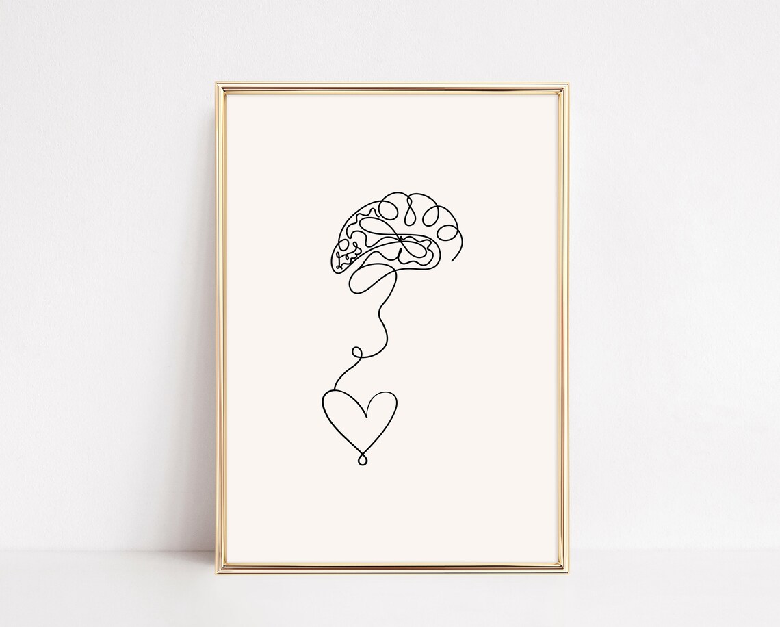 Brain And Heart Poster, Mental Health Office Art - Image 3