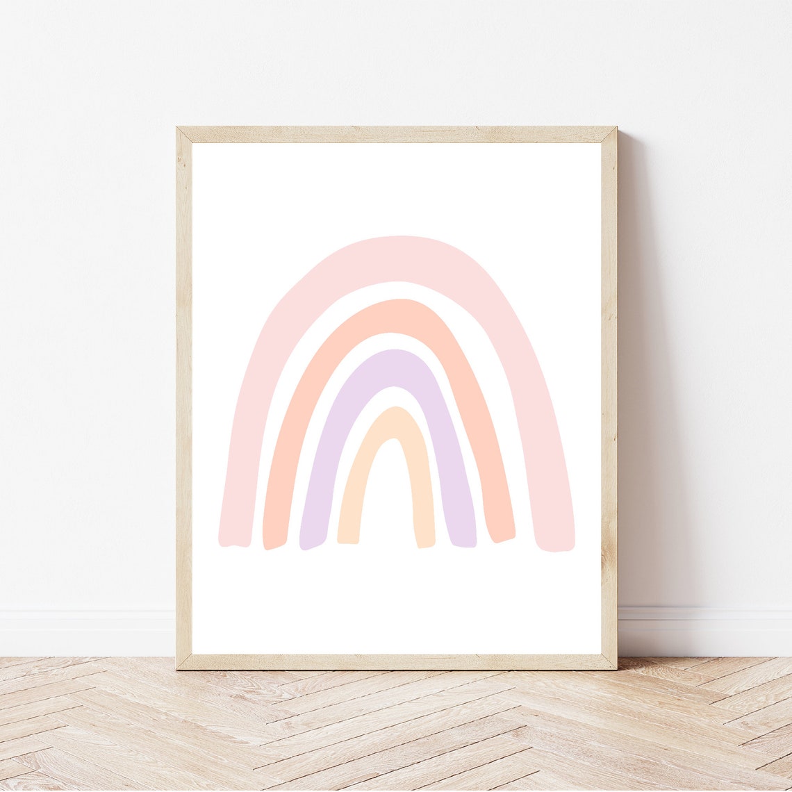 Pink Peach Purple Pastel Rainbow Boho Girls Nursery Wall Art Poster - Image 3