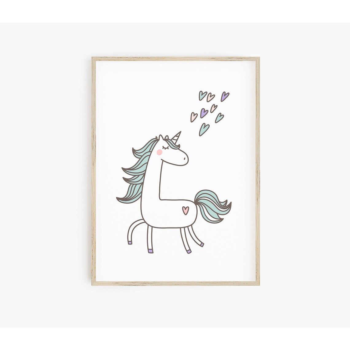 Unicorn Cute Scandinavian Girls Room Art Print