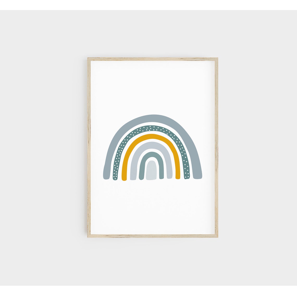 Boho Rainbow Blue Mustard Yellow Arches Scandinavian Nursery Poster - Image 3