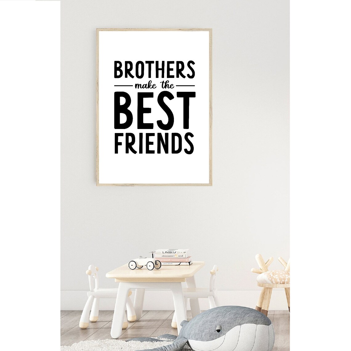 Brothers Make The Best Friends Monochrome Art Print - Image 2
