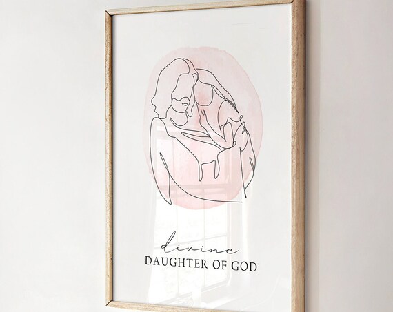 Daughter Of God Print Lds Wall Art Christian Nursery Decor Lds Young Women Bible Verse Wall Art Daughter Of A King Pink Girls Room Art