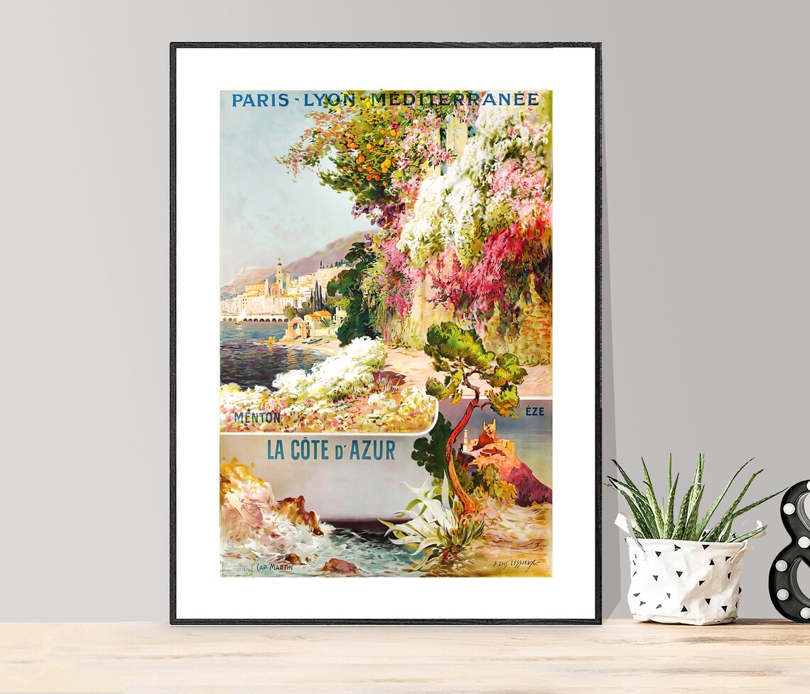 La Cote D'Azur France Vintage Travel Poster