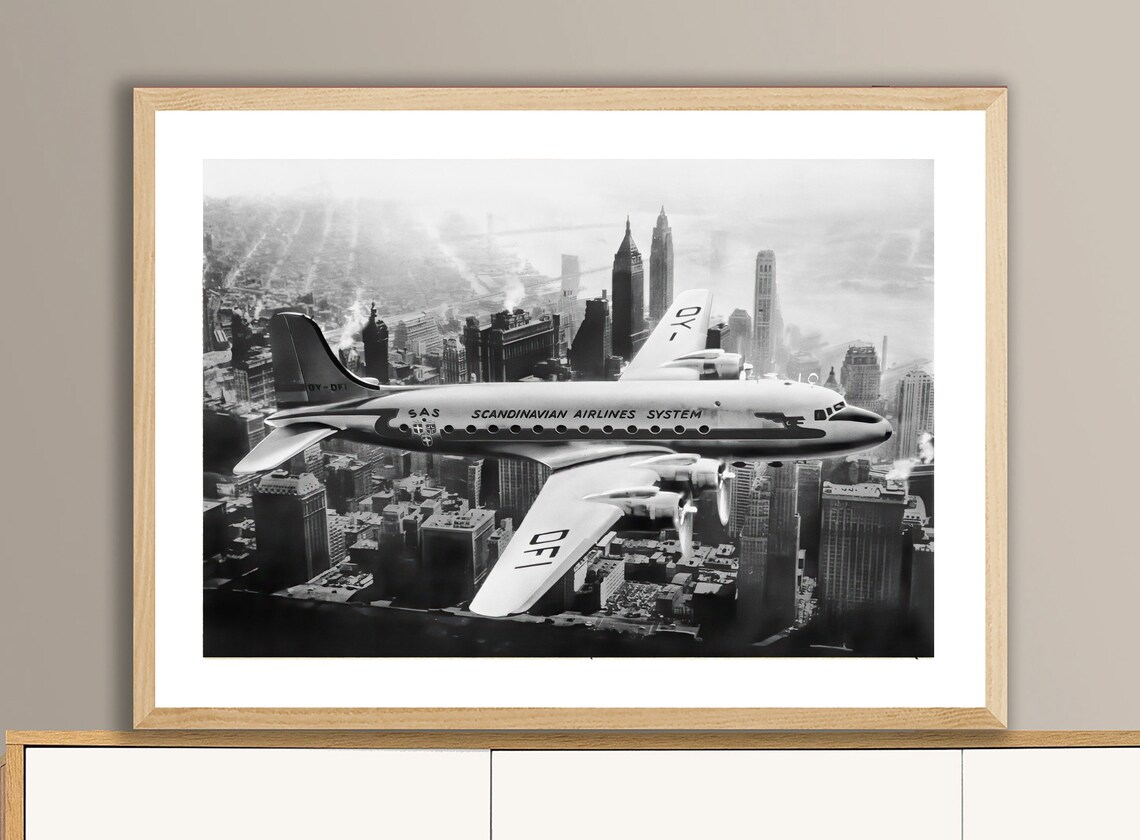 First SAS Flight Over Manhattan New York 1946 Travel Poster - Image 2