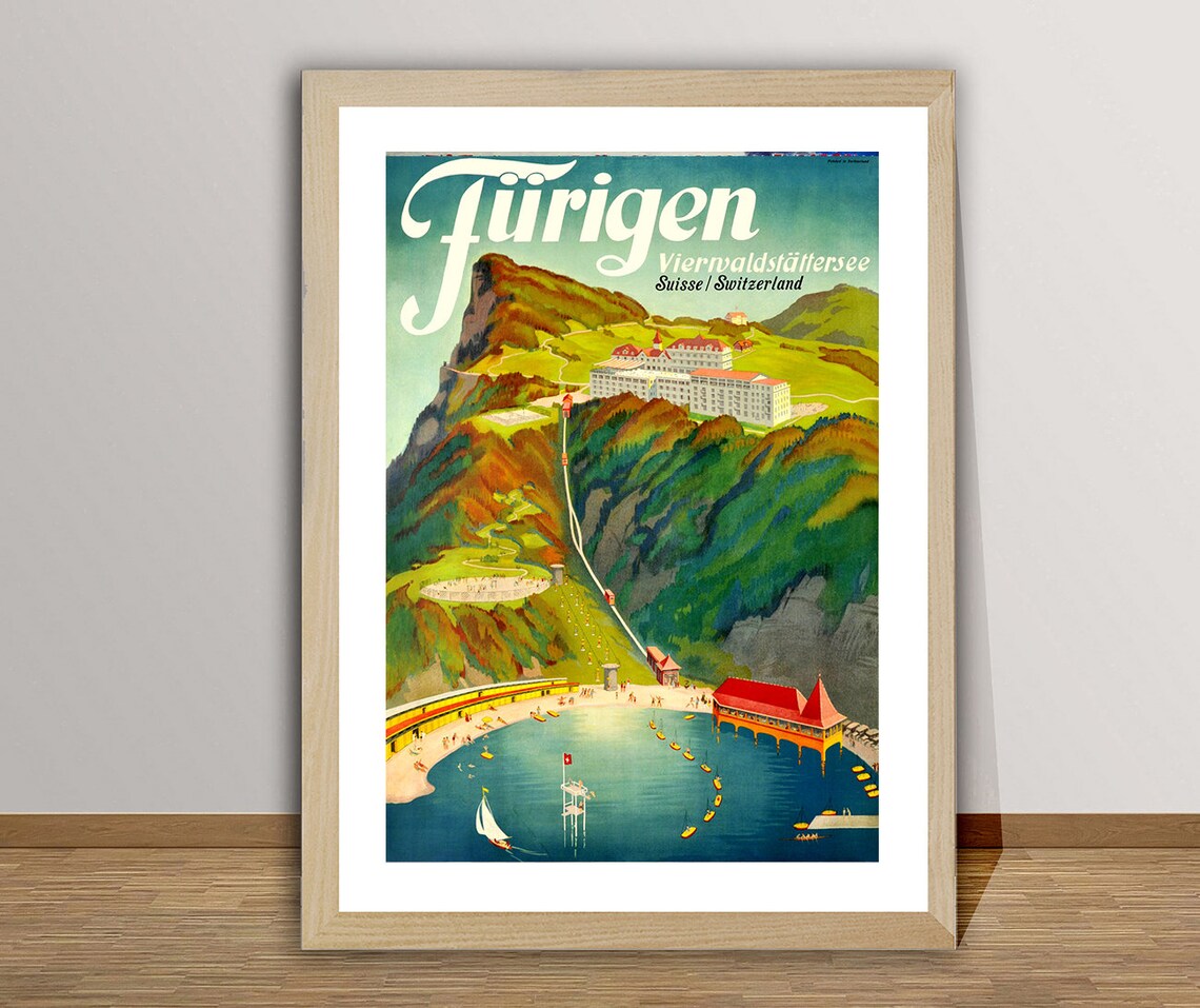 Frigen Vierwaldstttersee Suisse Vintage Travel Poster