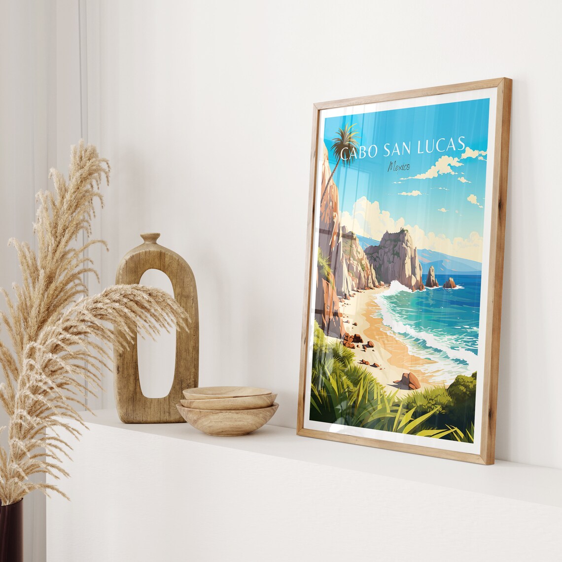 Cabo San Lucas Mexico Rocky Cove Beach Vintage Travel Poster - Image 2