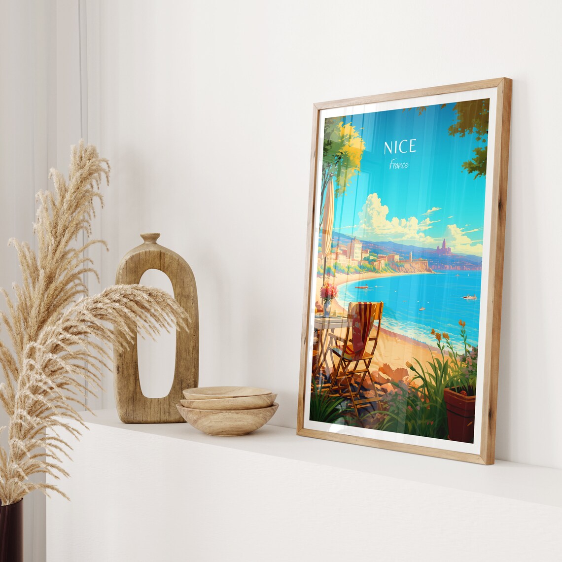 Nice France Coastal Cafe Bay Vintage Riviera Travel Scenic Wall Poster - Image 2