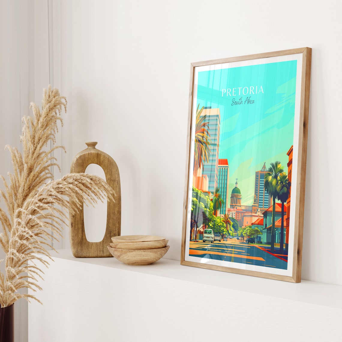 Pretoria South Africa Avenue Downtown Palm Lined Dome Skyline Poster - Image 2