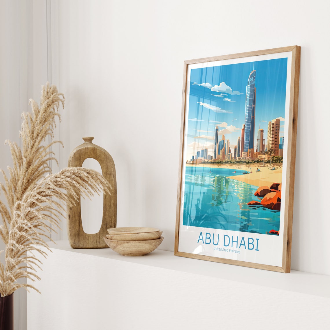 Abu Dhabi United Arab Emirates Corniche Skyline Travel Poster - Image 2