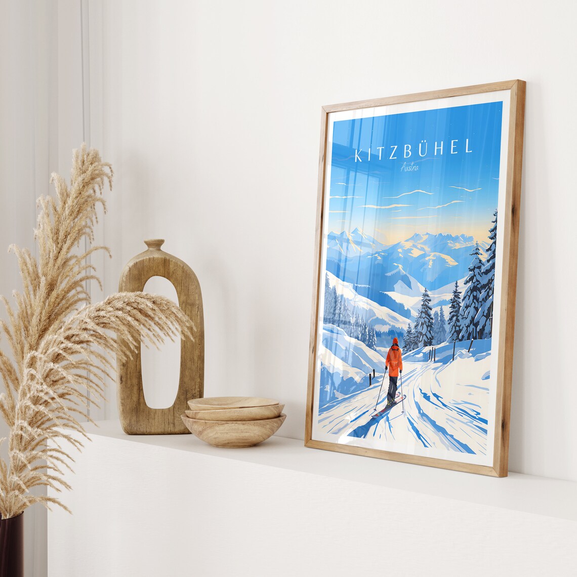 Kitzbühel Austria Skier Snowy Alpine Peaks Winter Sport Poster - Image 2