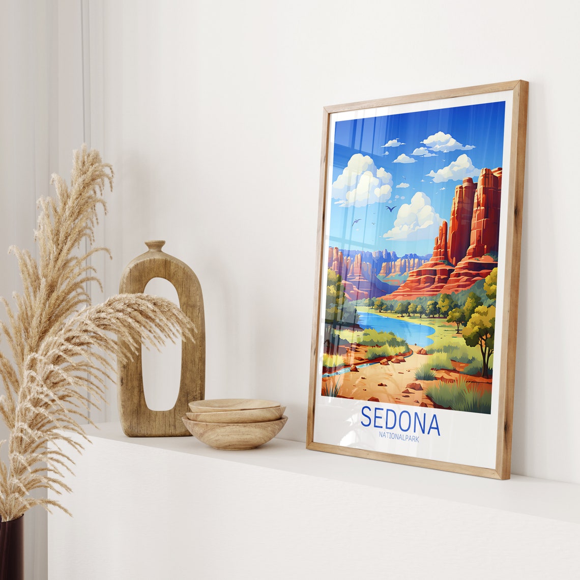 Sedona Arizona Desert Red Rock Canyon Illustrated Travel Poster - Image 2