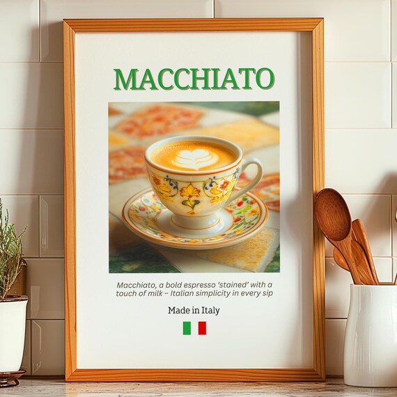 Classic Italian Macchiato Espresso Cafe Kitchen Decor Wall Art
