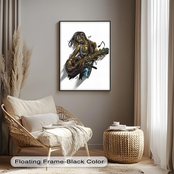 Grunge Rock Guitar Player Tattooed Musician Acoustic Guitar Portrait Poster