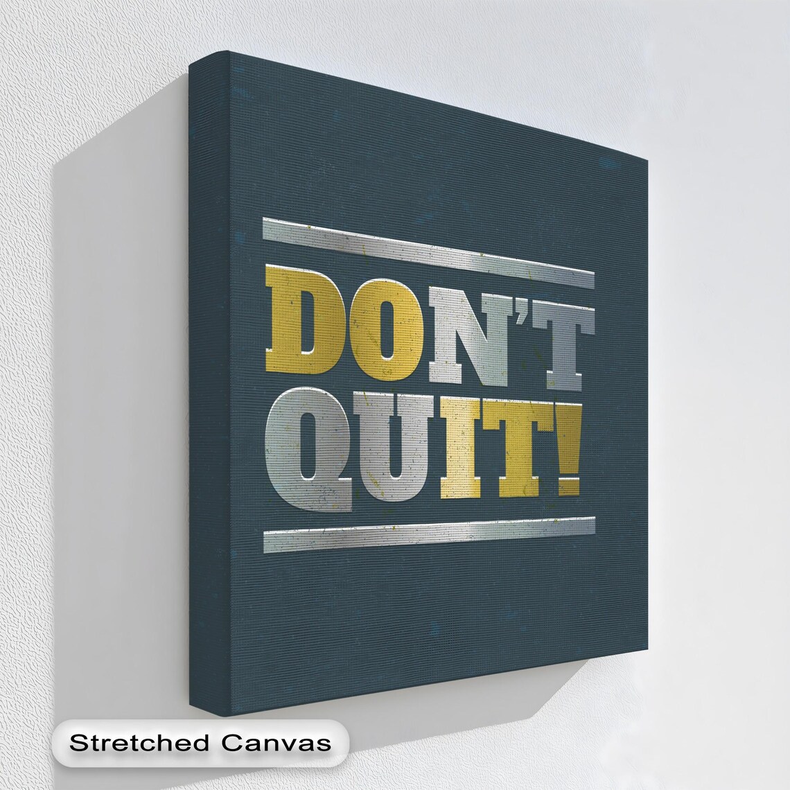 Dont Quit Motivational Canvas Art Gold Silver Natural Frame