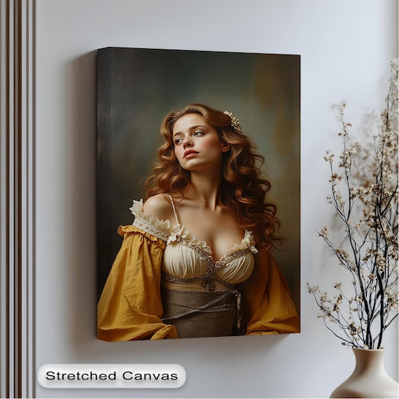 Renaissance Redhead In Golden Dress Vintage Portrait Art Poster