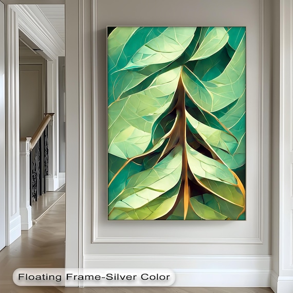 Abstract Leaf Veins Canvas Wall Art Modern Green Botanical Home Decor