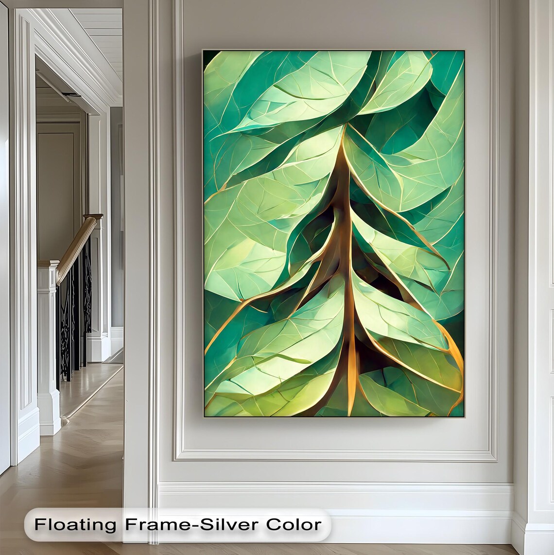Abstract Leaf Veins Canvas Wall Art Modern Green Botanical Home Decor
