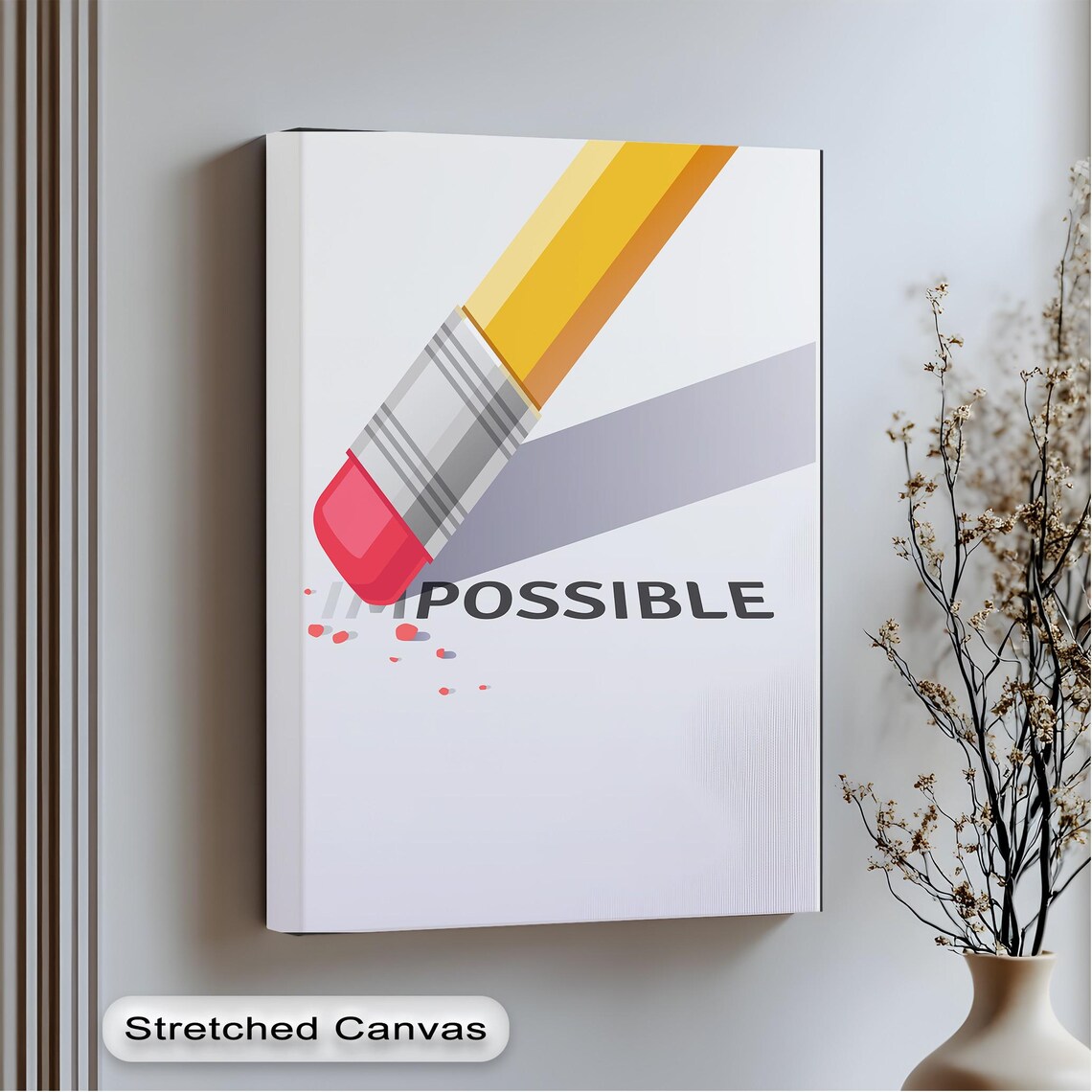 Motivational Canvas Art Erase The Impossible Silver Floating Frame