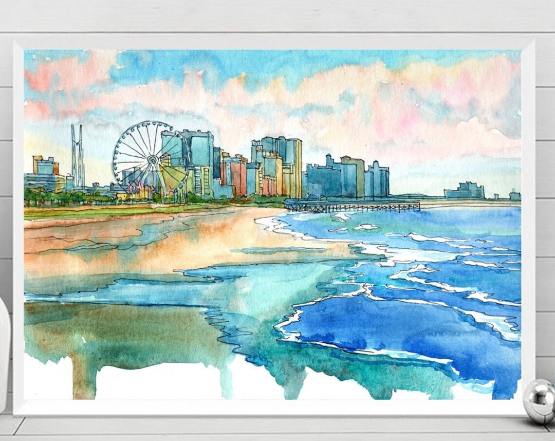 Myrtle Beach Coastal Watercolor Poster