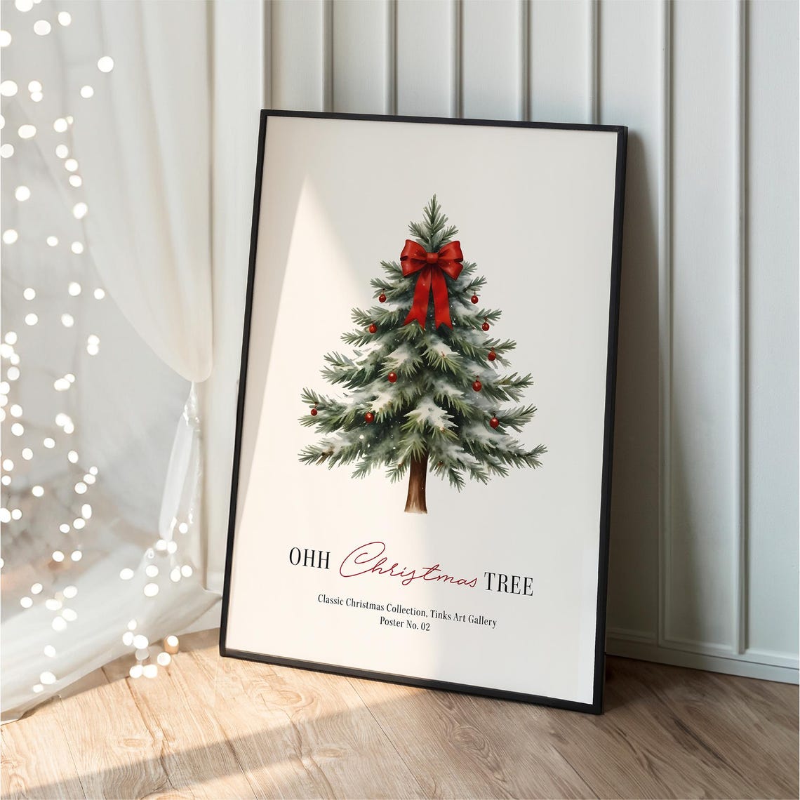 Ohh Christmas Tree Watercolor Festive Holiday Season Decor Poster