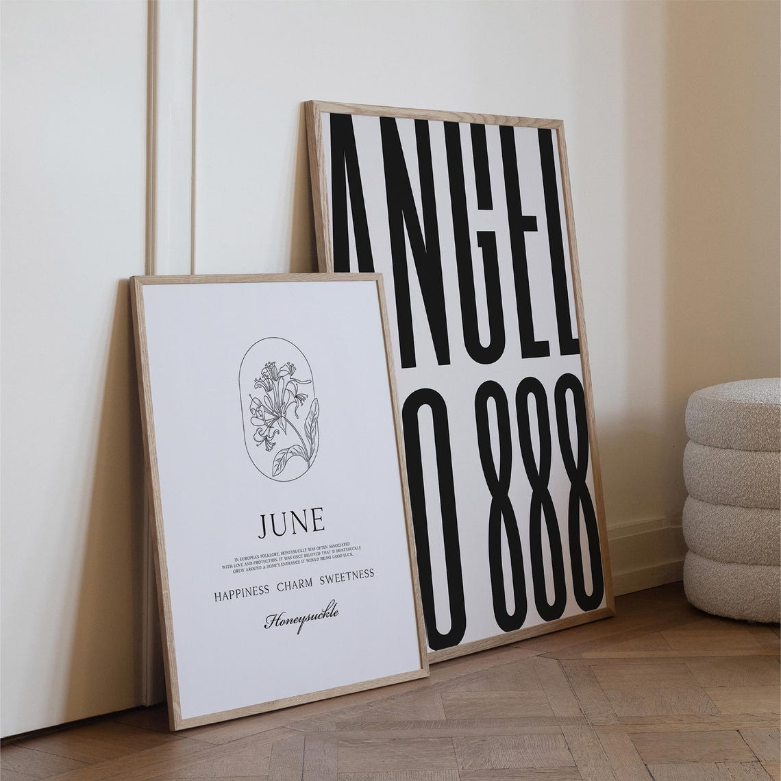 June Honeysuckle Birth Flower Line Art Botanical Birth Month Poster