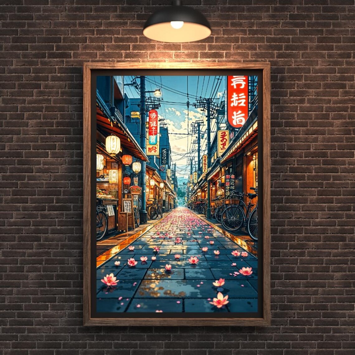 Tokyo Japan Cherry Blossom Street Day Scene Anime Decor Wall Art - Image 3