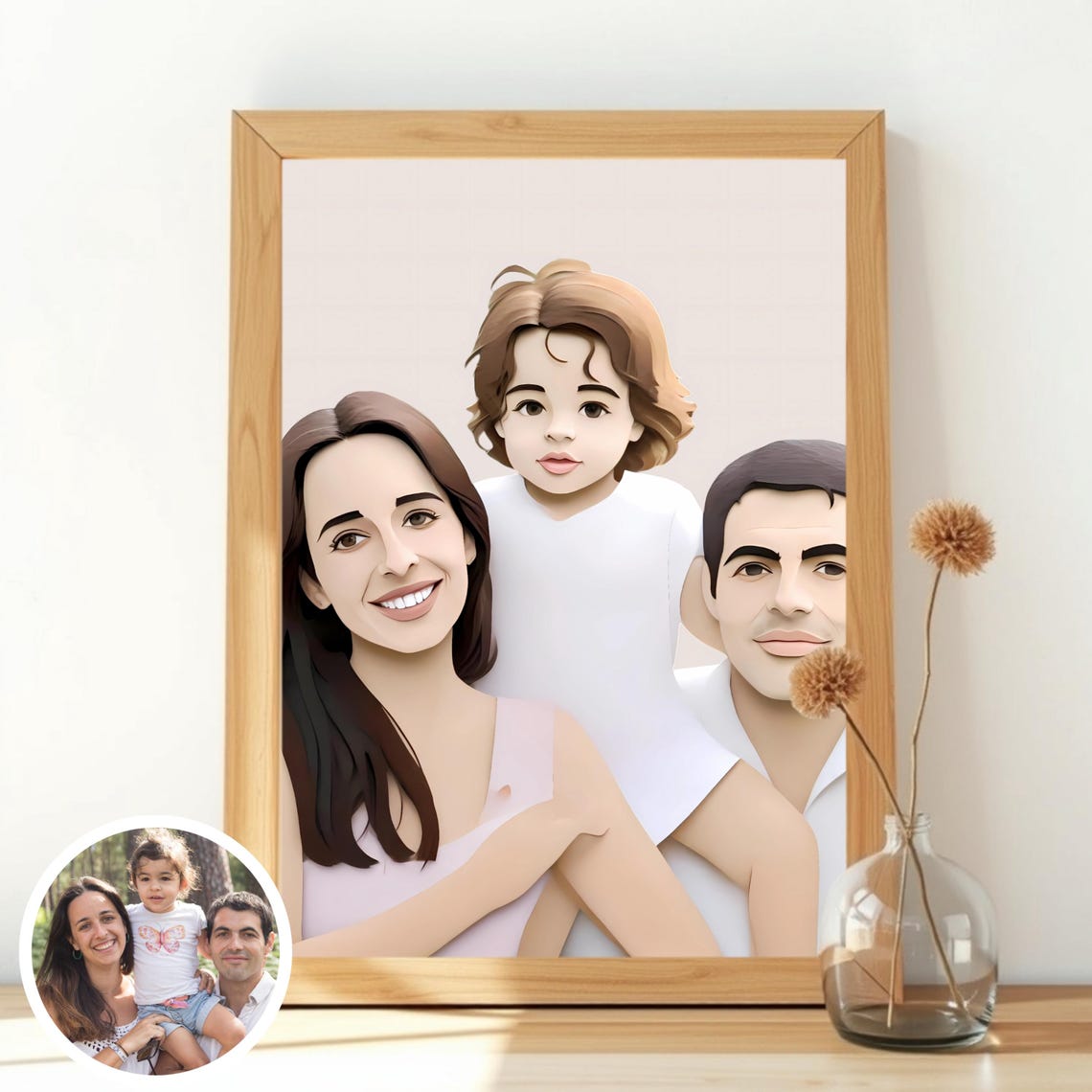 Playful Framed Cartoon Couple Portrait Custom Illustration Poster - Image 2