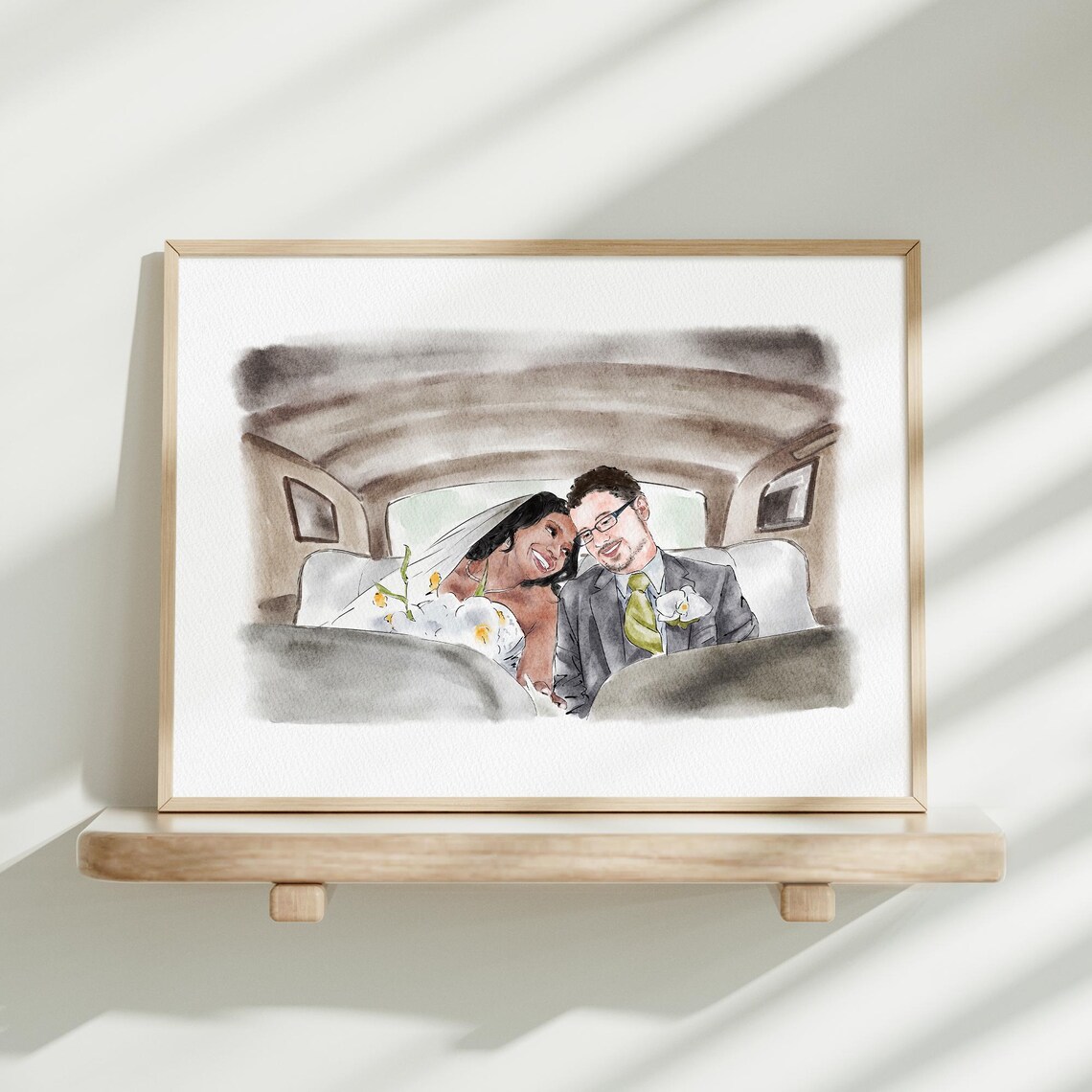 Family of Five with Dog in Sunny Meadow Custom Watercolor Poster - Image 3