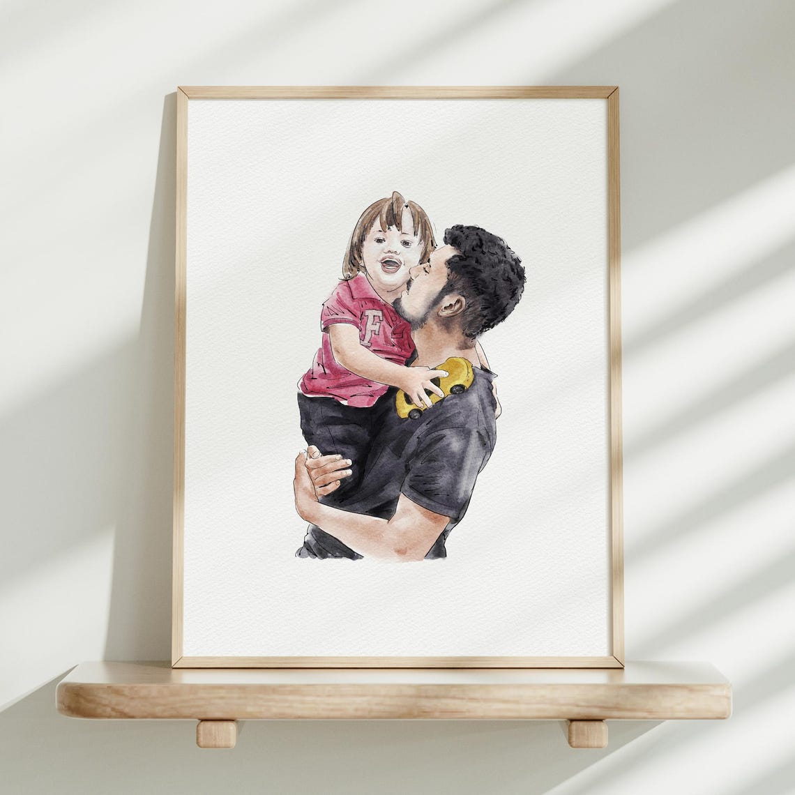 Father and Toddler Playing Soccer Together Watercolor Family Poster - Image 4