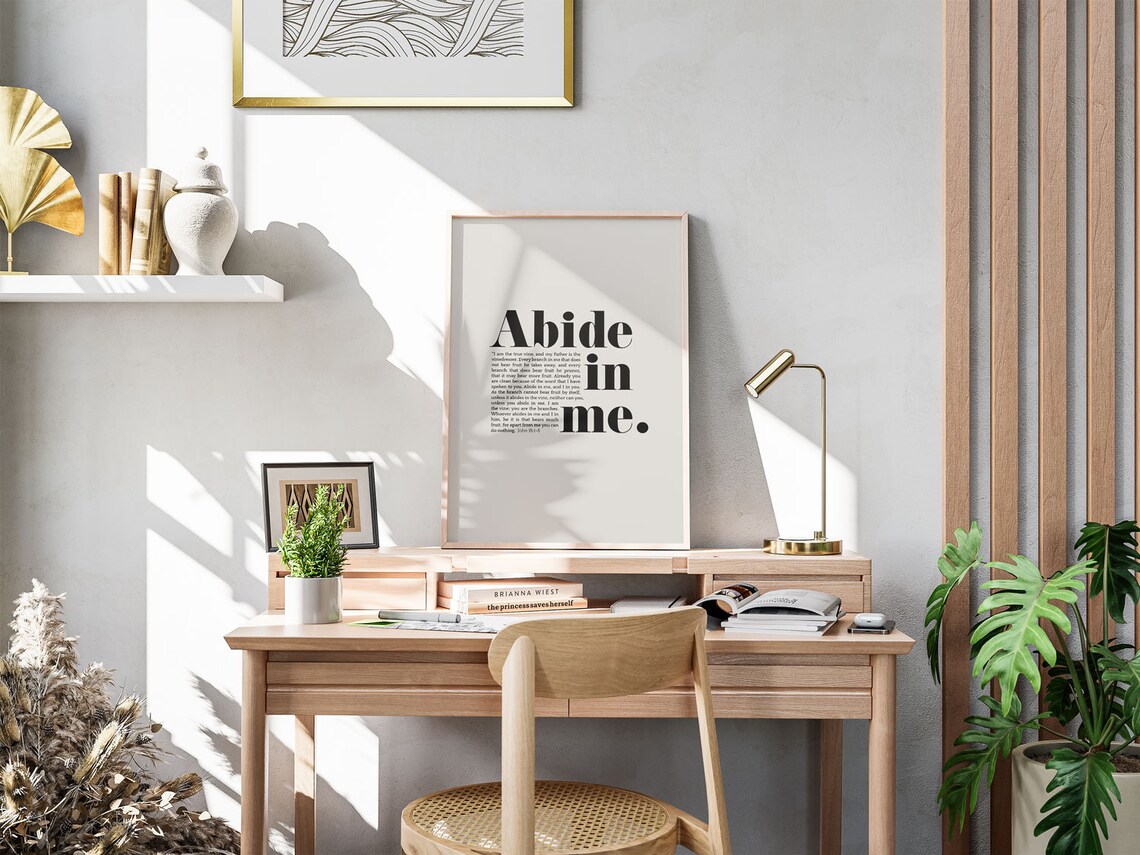 Abide In Me Bible Verse, John 15:4 Christian Poster - Image 2