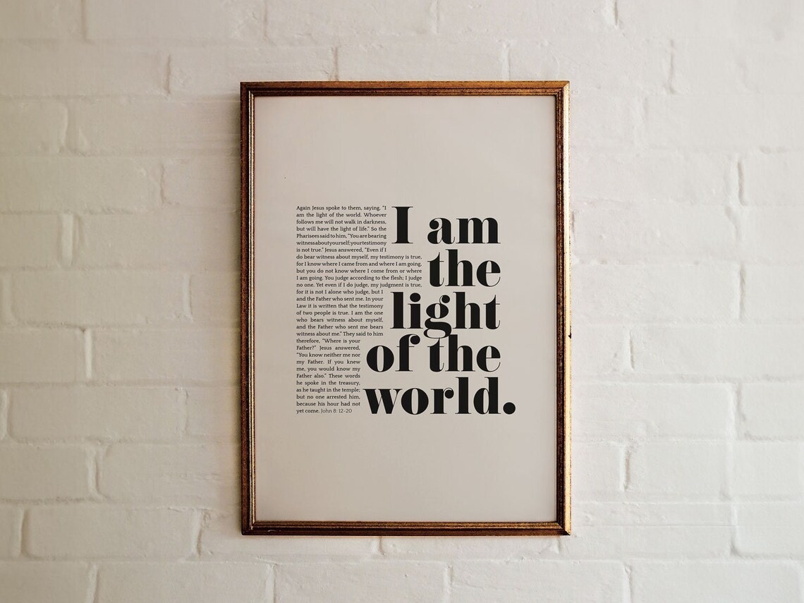 John 8:12 Scripture Verse Christian Wall Art Print