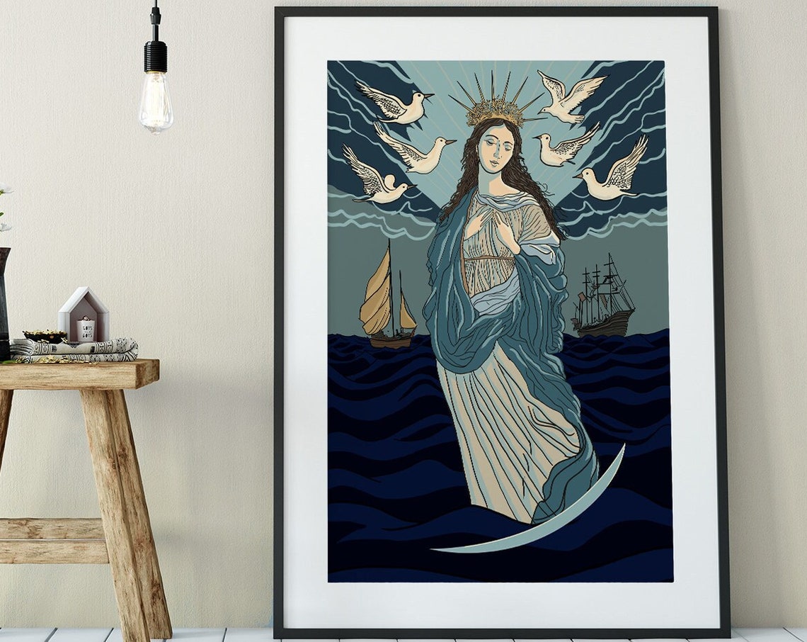 Virgin Mary Art Print Virgin Of Guadalupe Virgin Mary Poster Home Wall Decor Our Lady Of Guadalupe Spiritual Art
