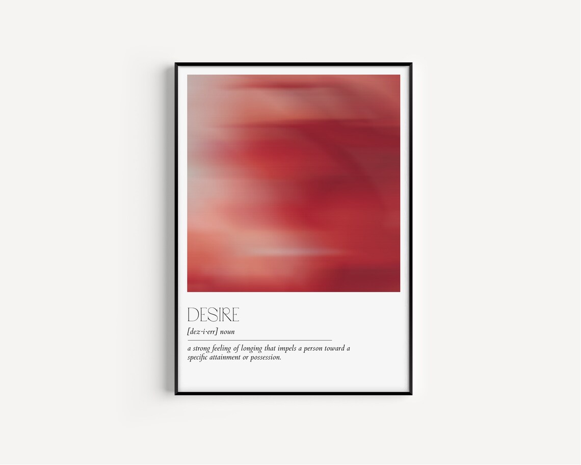 Desire Definition Minimalist Typography Art Print