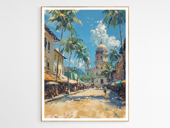 Bacolod Philippines Cathedral Street Palms Market Day Poster