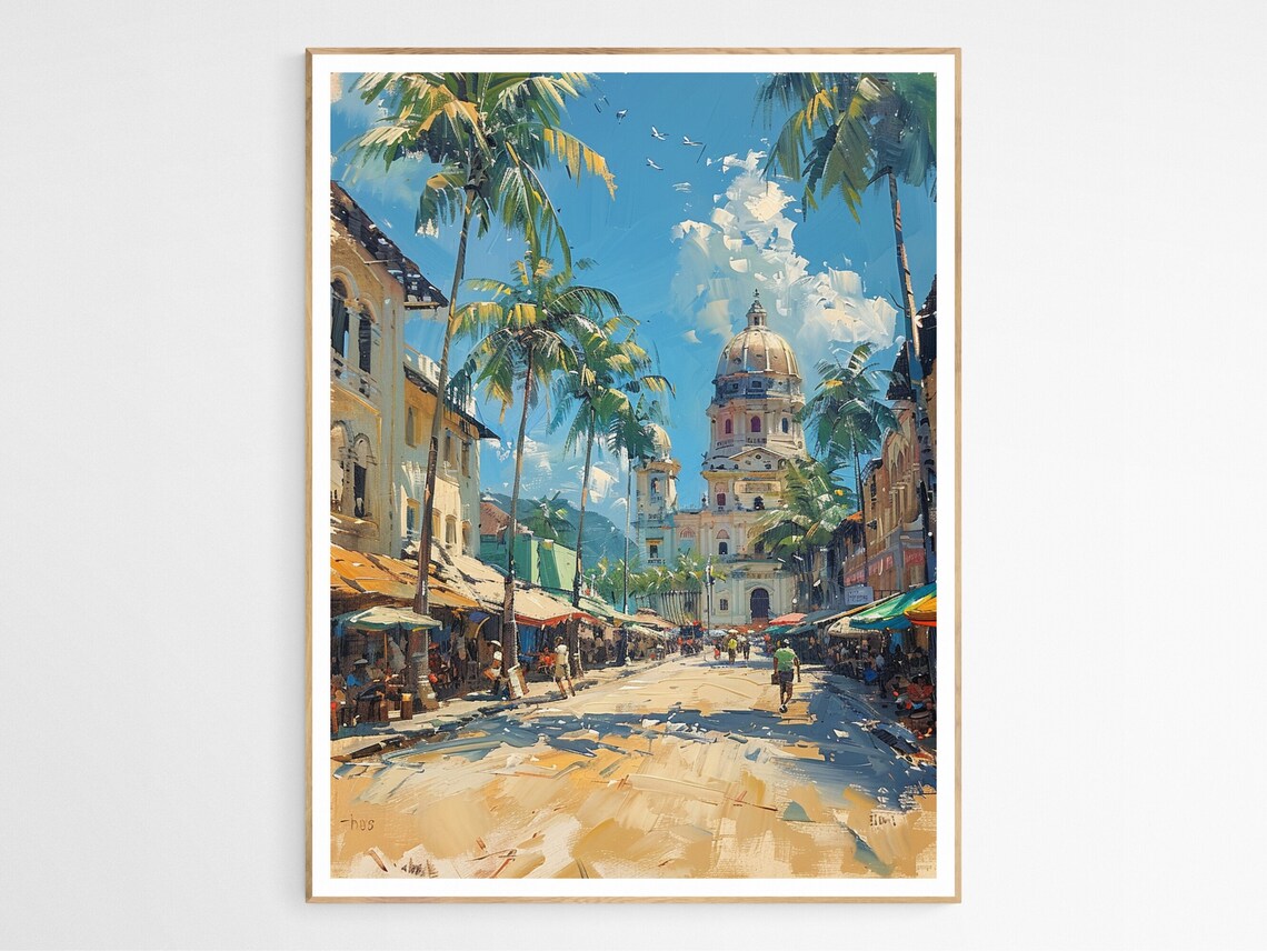Bacolod Philippines Cathedral Street Palms Market Day Poster