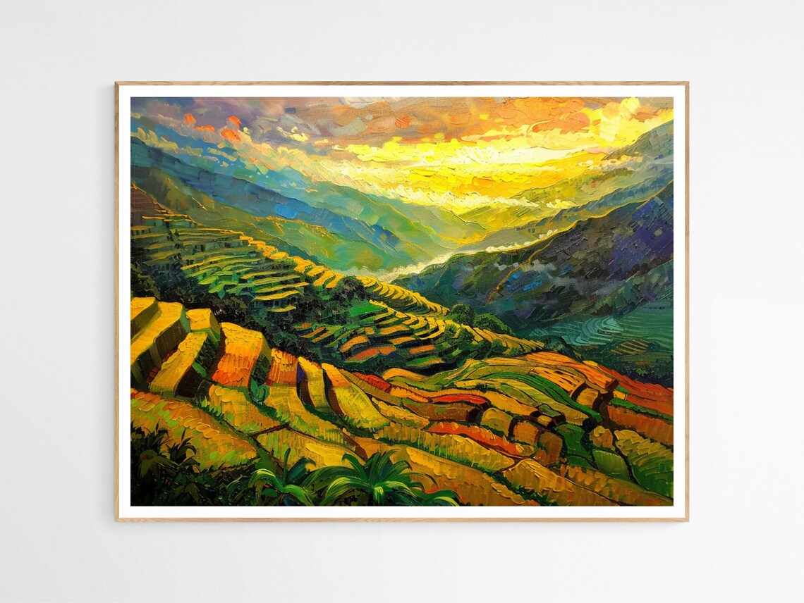 Banaue Rice Terraces Philippines Sunrise Landscape Art Poster