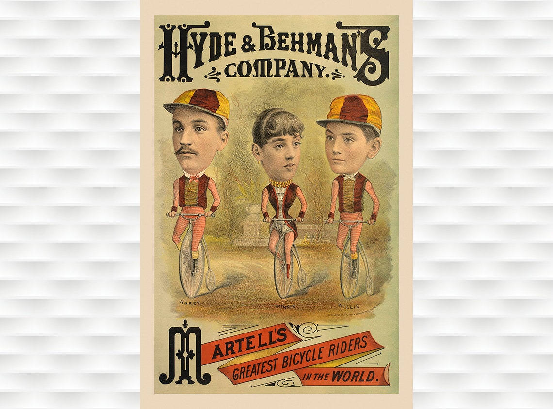 Hyde Behman Company Martells Greatest Bicycle Riders Art Poster