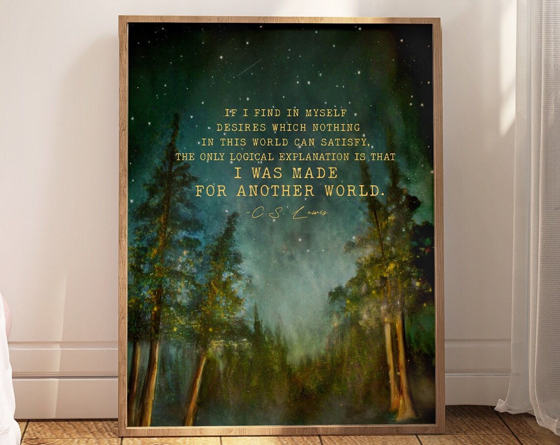 C.S. Lewis Quote Art Print, Christian Watercolor