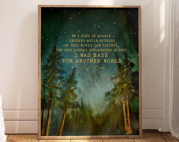 C.S. Lewis Quote Art Print, Christian Watercolor