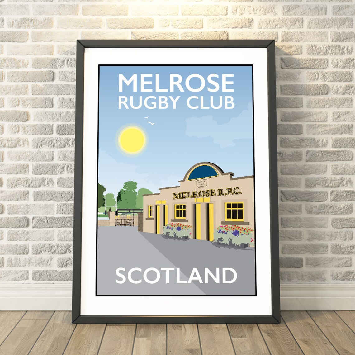 Melrose Rugby Club Scotland Travel Poster