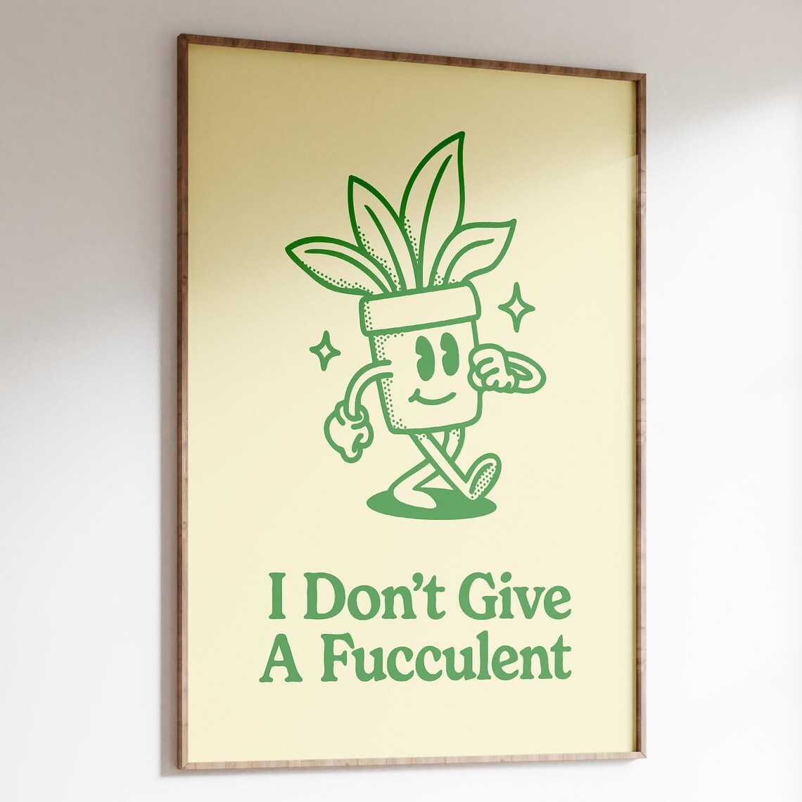 I Don't Give A Fucculent Funny Retro Art Print