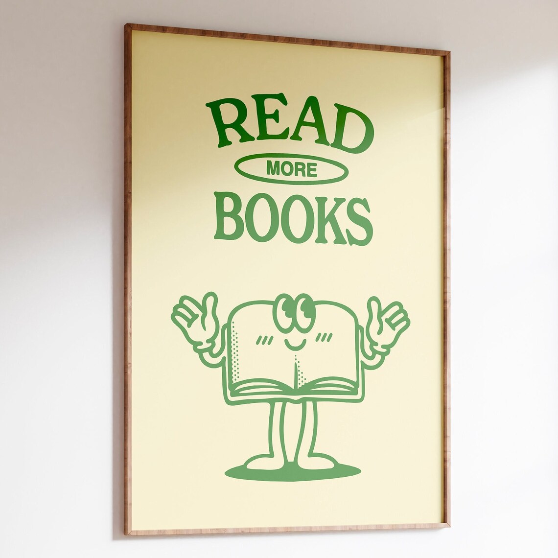 Read More Books Green Book Character Cream Retro Reading Quote Poster