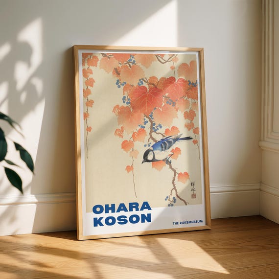 Ohara Koson Bird On Branch Print Japanese Art Poster Vintage Wall Nature Set Minimalist Gallery Japandi Decor