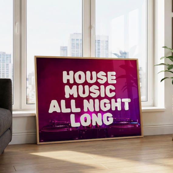 House Music Print Dance Wall Art Electronic Poster Dj Turntable Studio Lover Gift