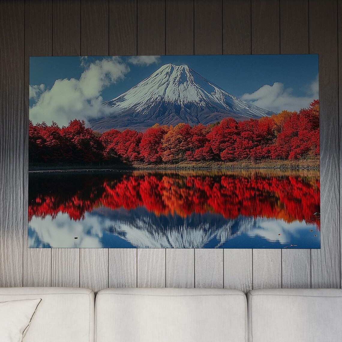 Mount Fuji Autumn Lake Reflection Poster Red Foliage Japan Scenery - Image 3