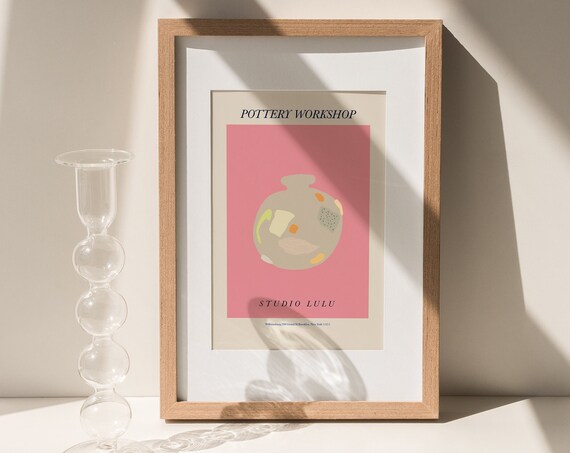 Pottery Workshop Studio Lulu Pink Abstract Vessel Art Poster