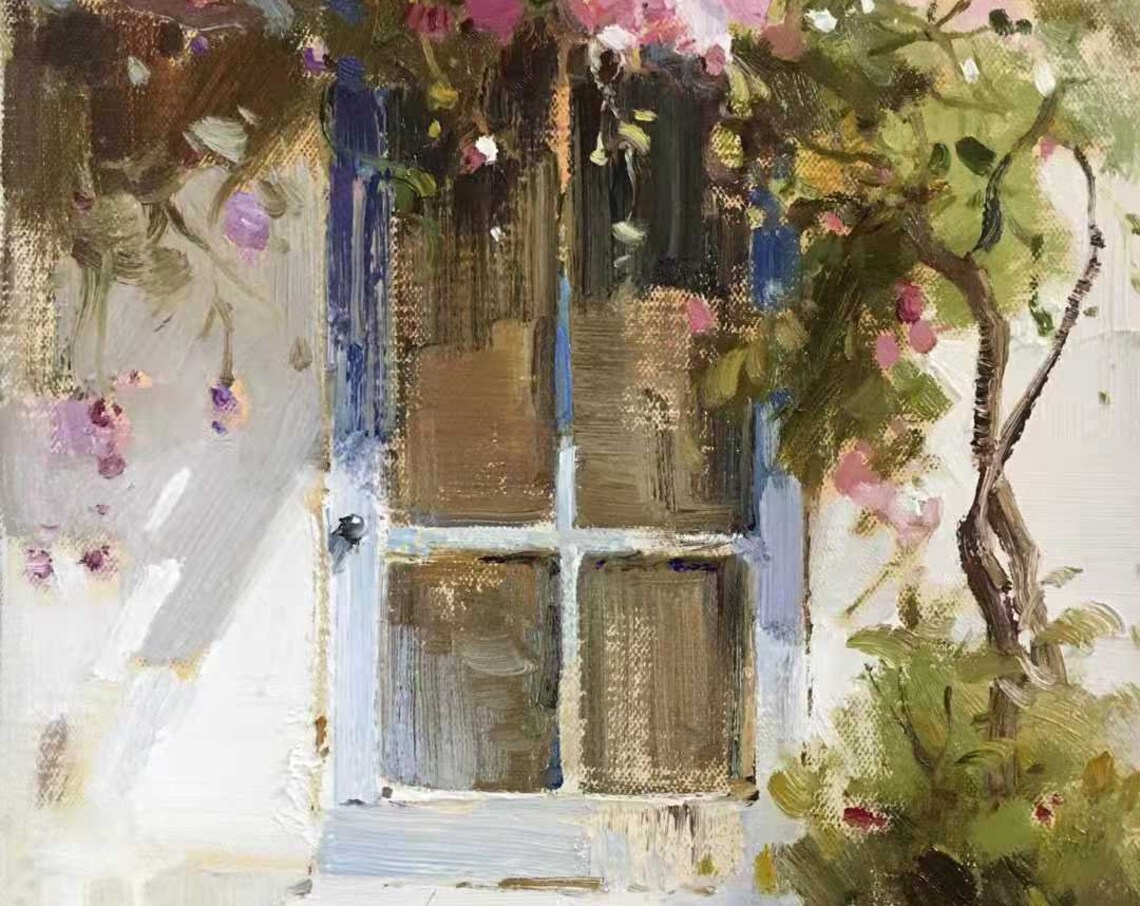 Flower Street View - Oil Painting