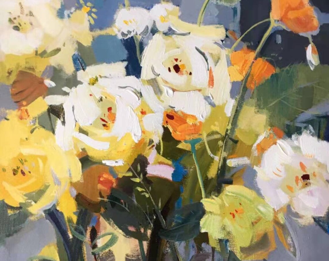 Abstract Flowers - Acrylic Style Art Print