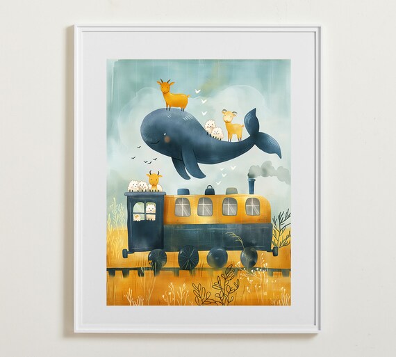 A Whale Adventure Nursery Art Childrens Wall Art Whale Posters Adventure Wall Art Nature Wall Art Animals Wall Art